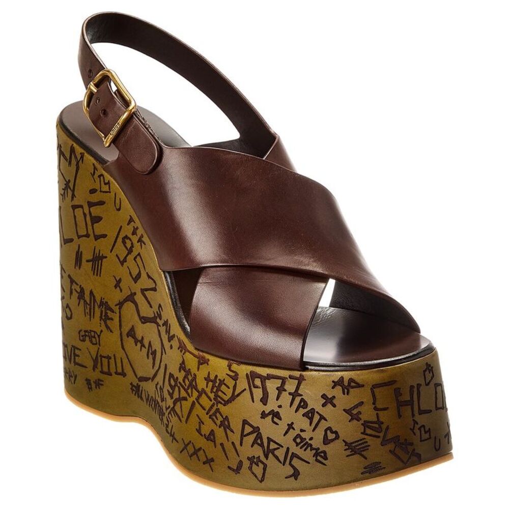 Chloé Maxime Leather Wedge Sandal